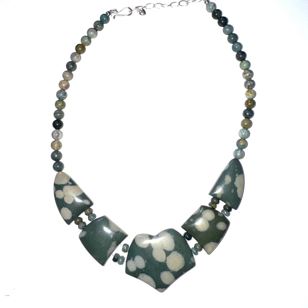 Jay King DTR Sea Flower Stone and Petrified Wood Necklace 925 Sterling NEW